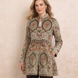 Soft Surroundings Velvet Burnout Chinoiserie Jacquard Jacket Size Medium